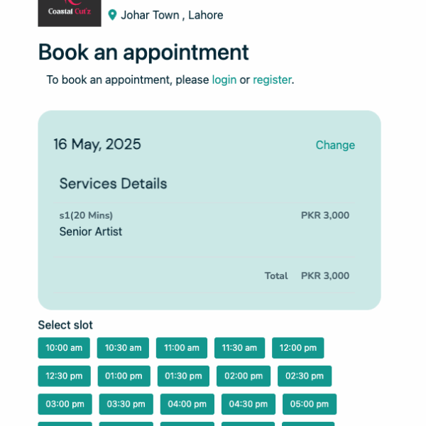 booking page, full stack development